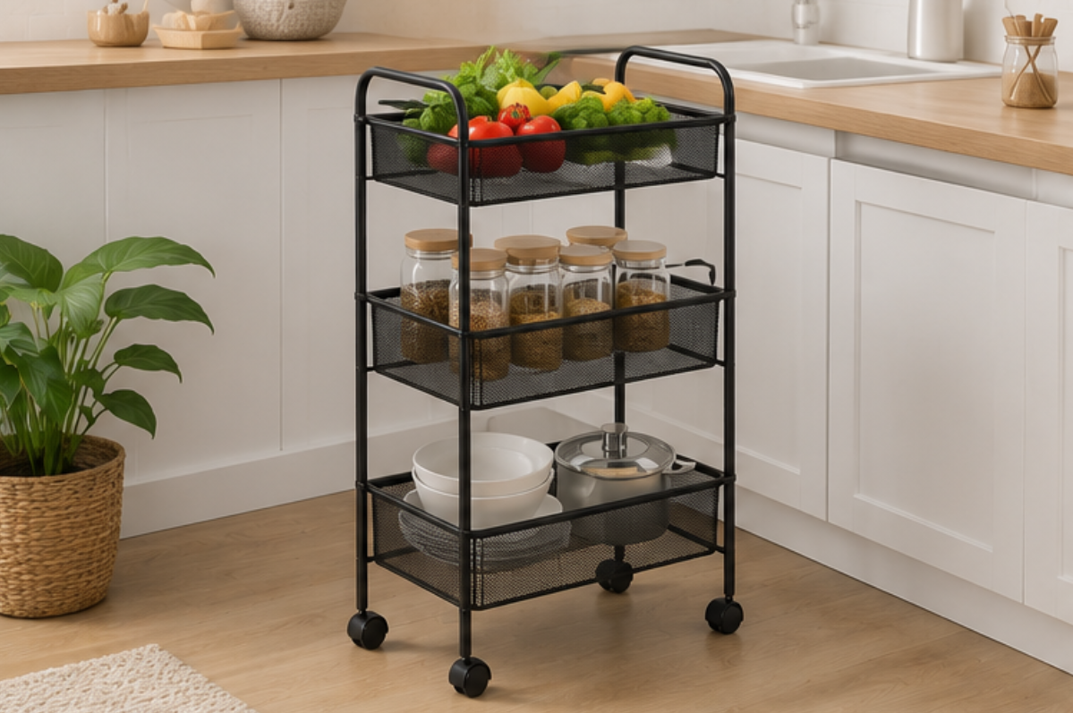Modern Metal Mesh Storage Cart
